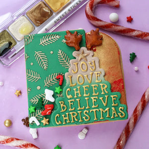 Custom Cookie Cutter - Joy Christmas Tree Cutter and Debosser Set