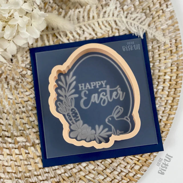 Little Biskut - Happy Easter Egg Cutter and Debosser Set.