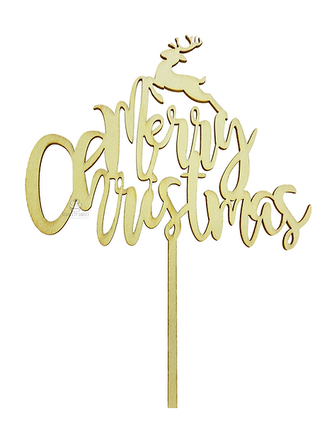 Merry Christmas Acrylic Topper - Wooden.