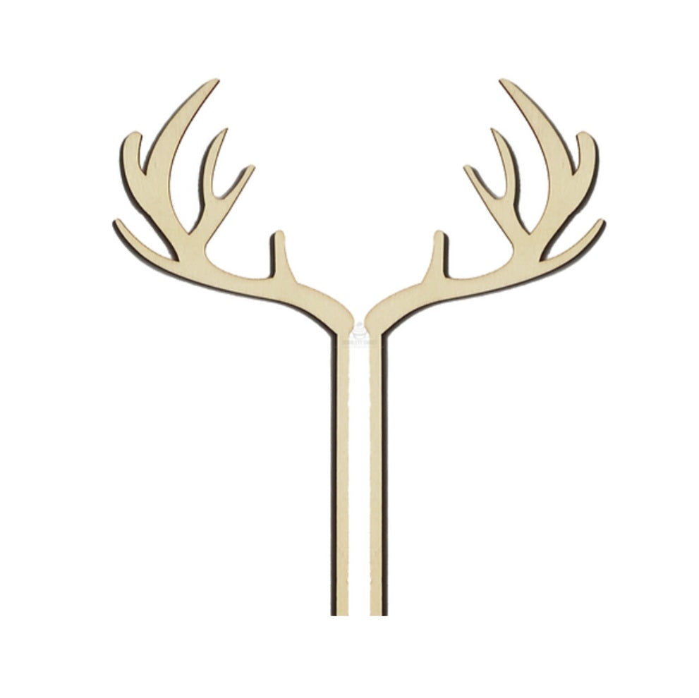 Cake Topper - Reindeer Antlers - Wooden.