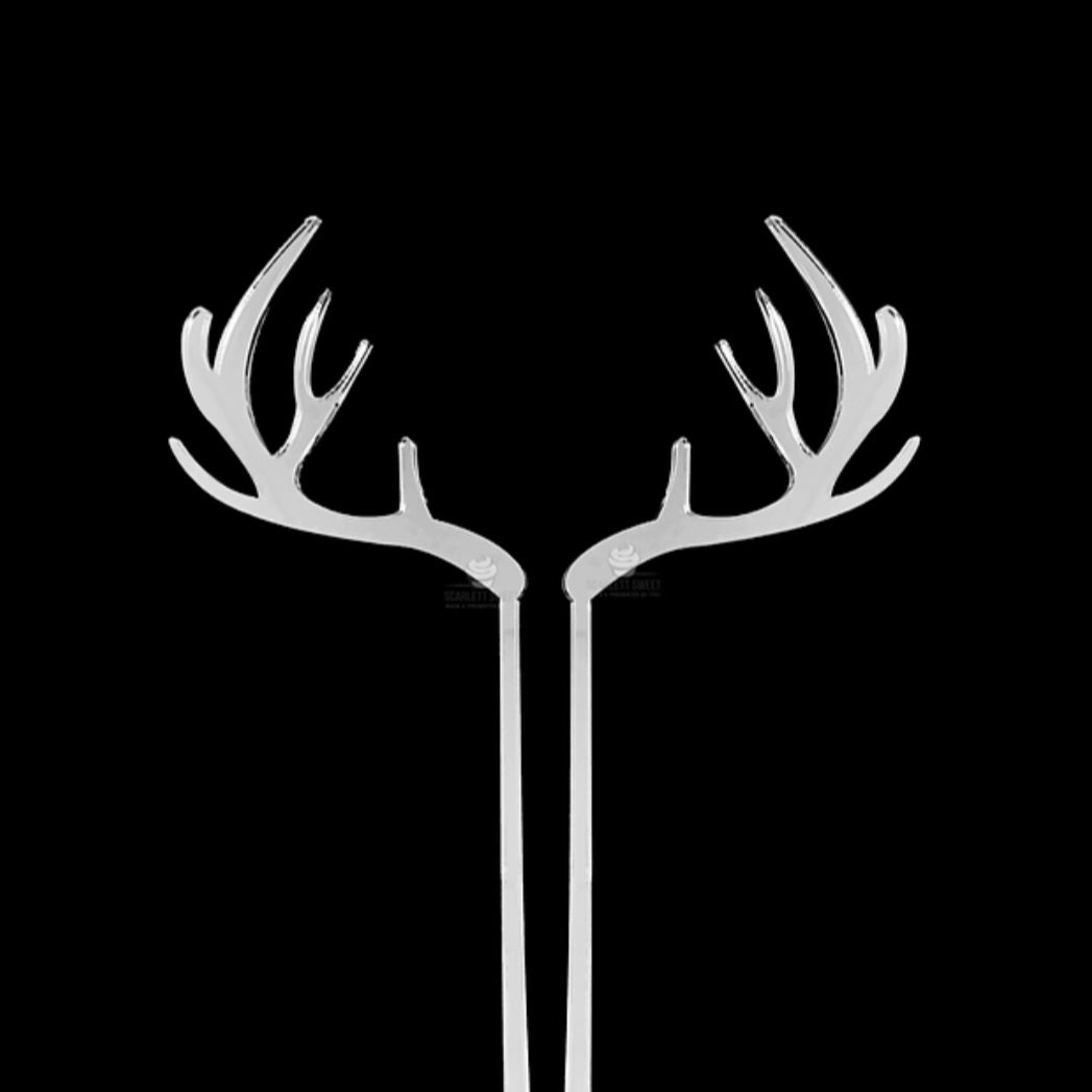 Cake Topper - Reindeer Antlers - Silver