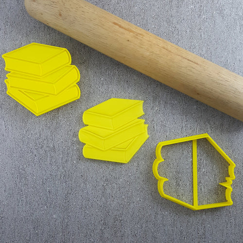Custom Cookie Cutter - Stack of Books Cutter and Embosser Set