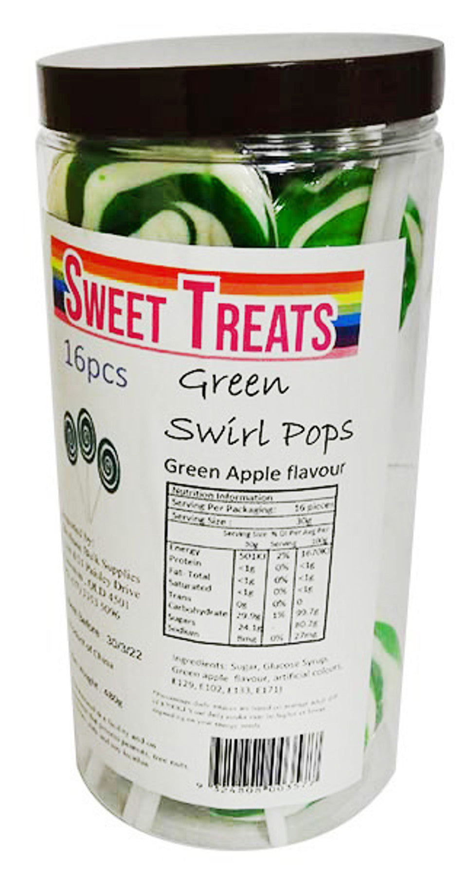 Sweet Treats Single Swirly Pop - Green - 30g