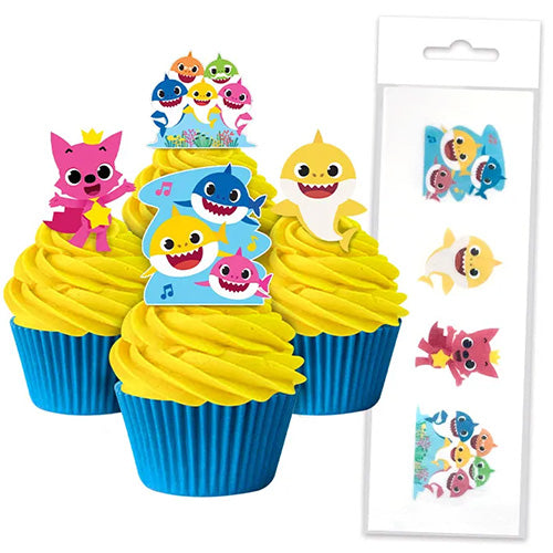 16 Edible Wafer Cupcake - Baby Shark
