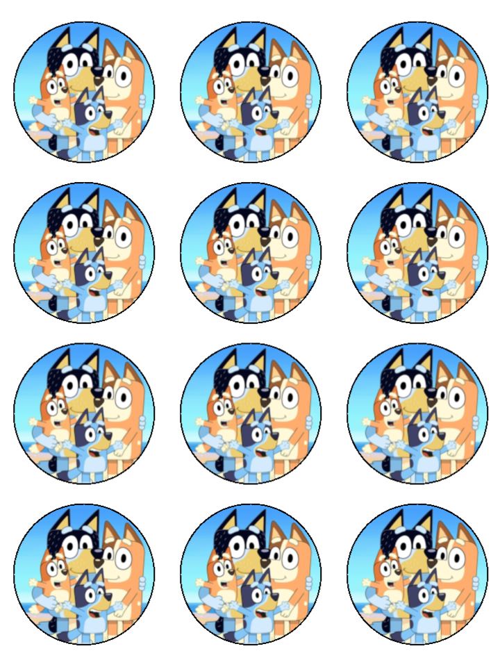 Edible Cupcake Toppers - Bluey Family
