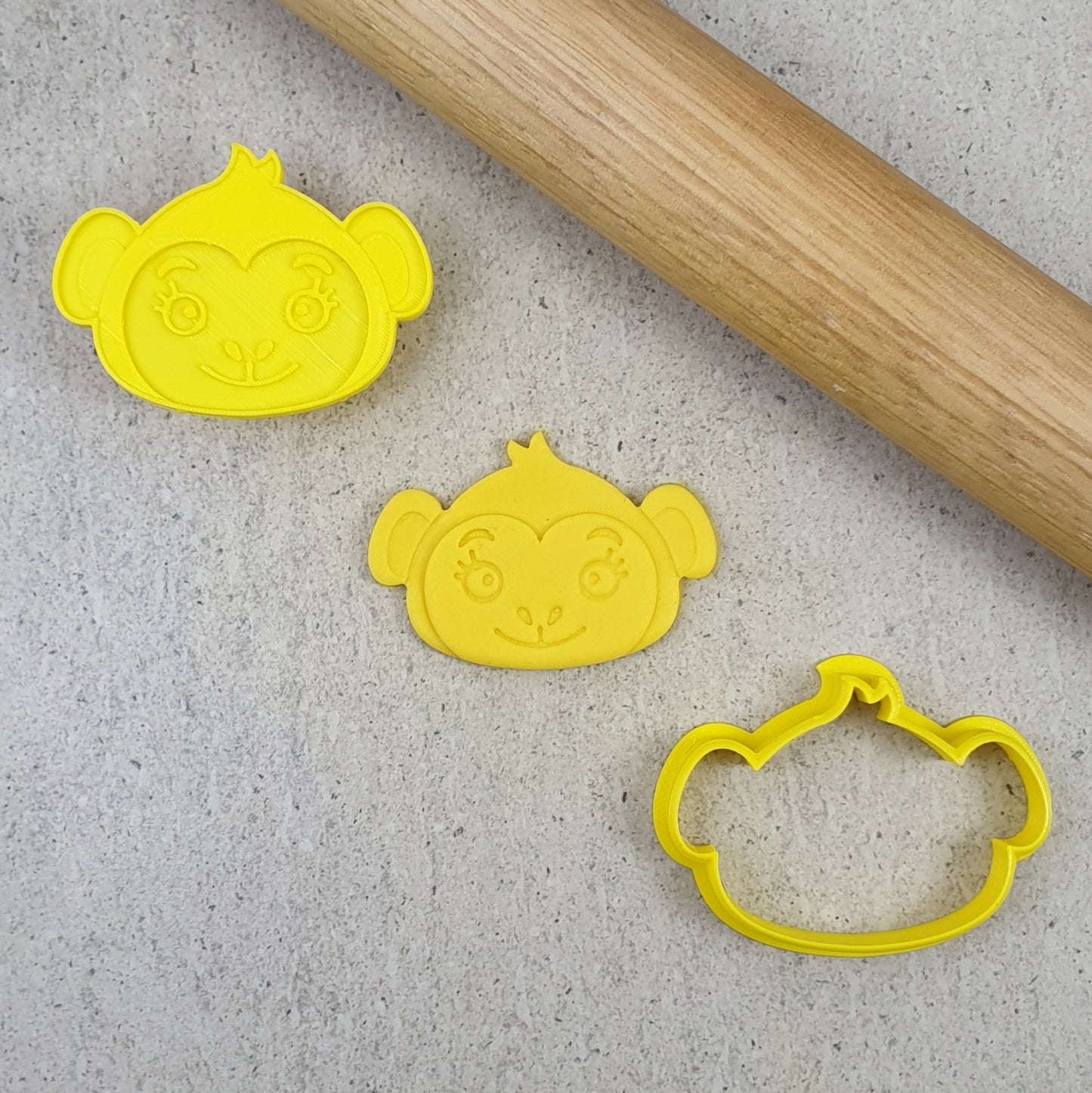 Custom Cookie Cutters Debosser, Embosser and Cutter Set - Monkey Face.
