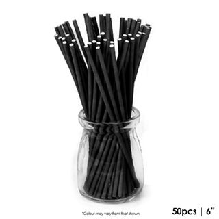 Cake Craft 50PK 6" Lollypop Sticks - Black