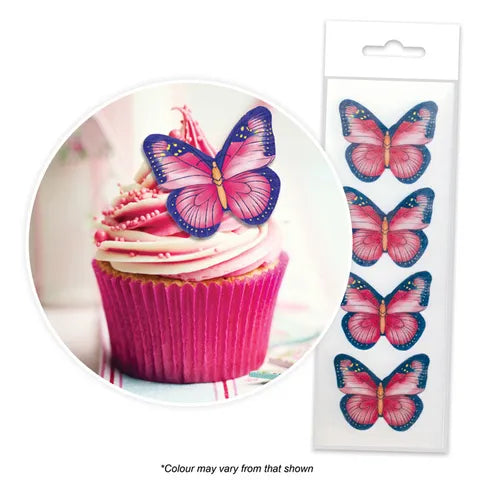 16 Edible Wafer Cupcake  - Pink and Purple Butterfly