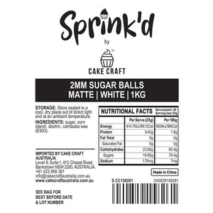 Sprink'd Sugar Balls - White 2mm 1Kg