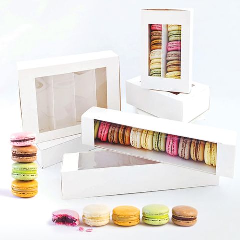 Long 12 Macaron Box - with clear window