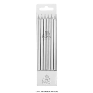 Wish 12PK Tall Line Candle - Metallic Silver.