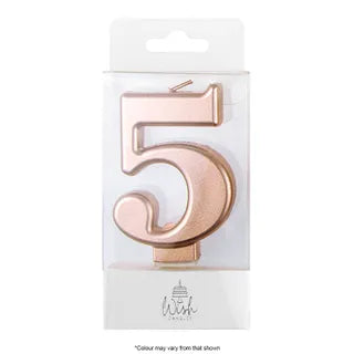 Wish Rose Gold Number Candle - 5
