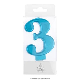 Wish Blue Number Candle - 3