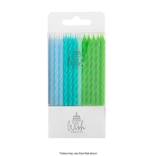 Wish 24PK Spiral Candles - Blue to Green.