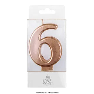 Wish Rose Gold Number Candle - 6
