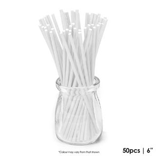 Cake Craft 50PK 6" Lollypop Sticks - White.
