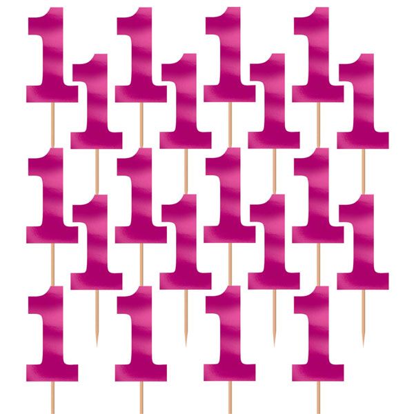 Number 1 Cupcake Picks Pink - 36pk