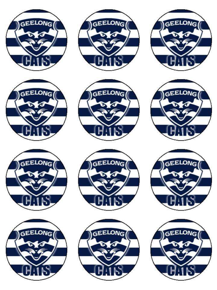 Edible Cupcake Toppers - Geelong Cats