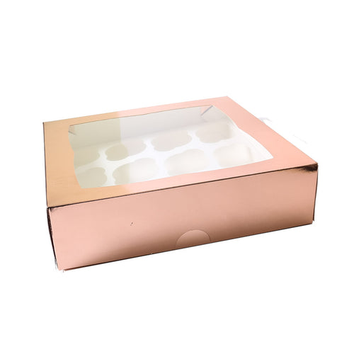 Rose Gold Cupcake Box - 12 Hole