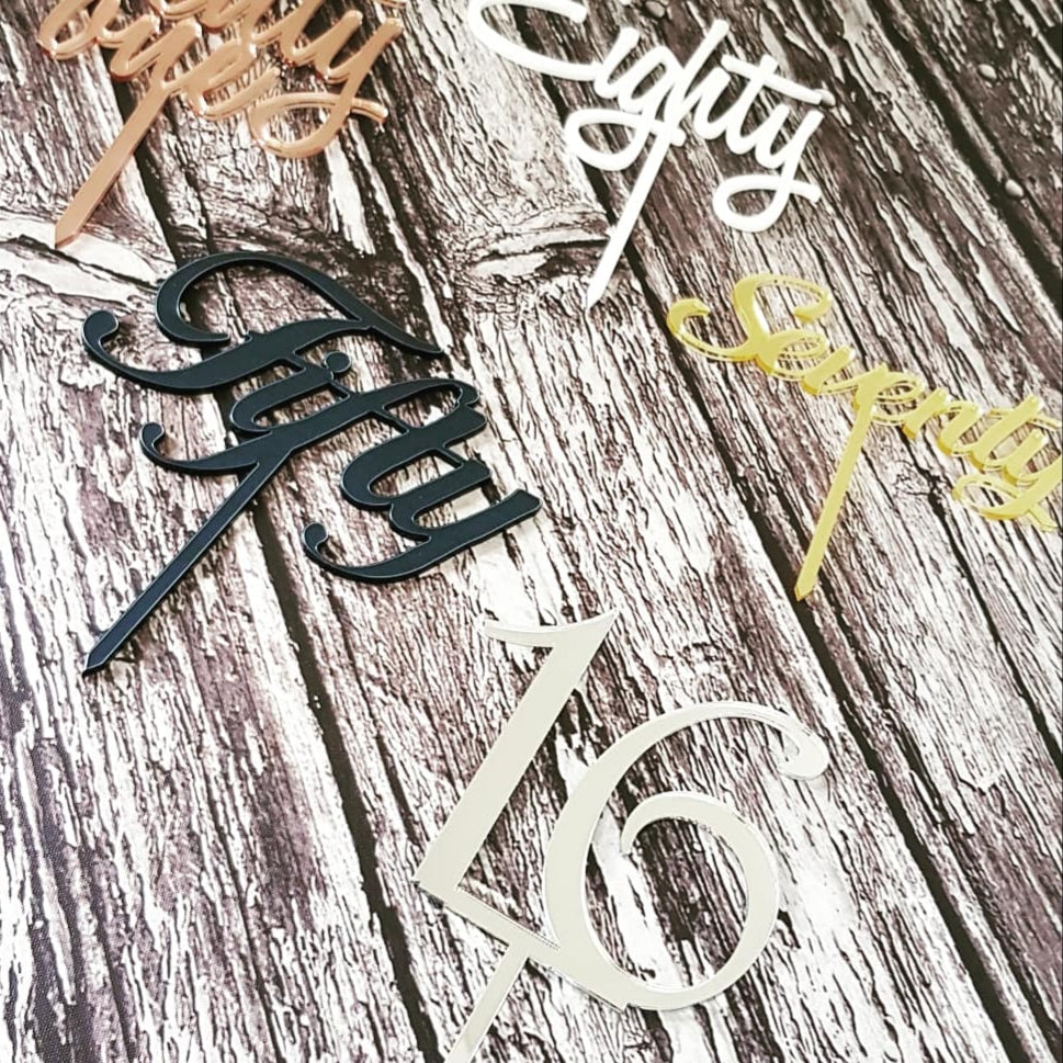 Acrylic / Wooden / Cardstock Toppers – Skysies Cakes