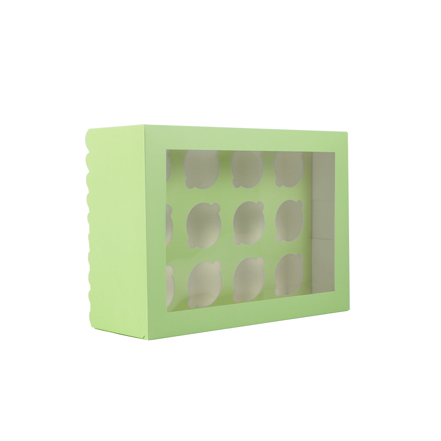 Papyrus - Scalloped Tall 12 Hole Cupcake Box - Pastel Green