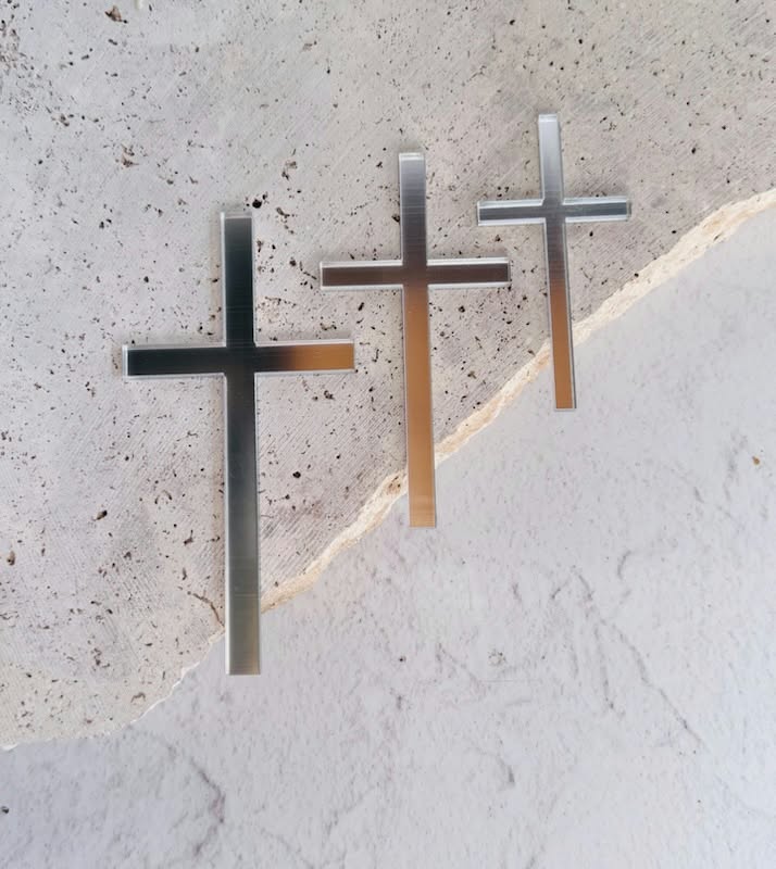 Skysies - Acrylic Silver Cross - Small - Thick