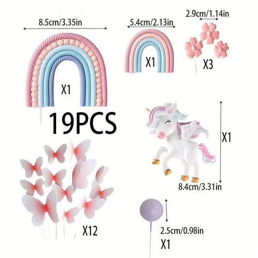 19PC Unicorn Rainbow Topper Set