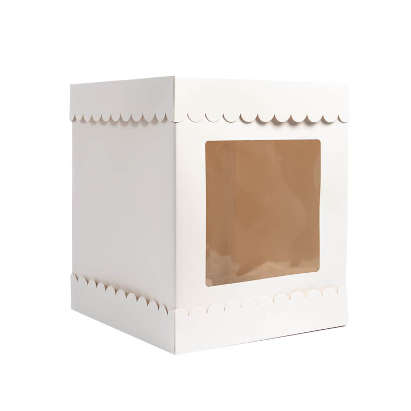 10" X 10" X 12" Scalloped Cake Box - Assorted Colours