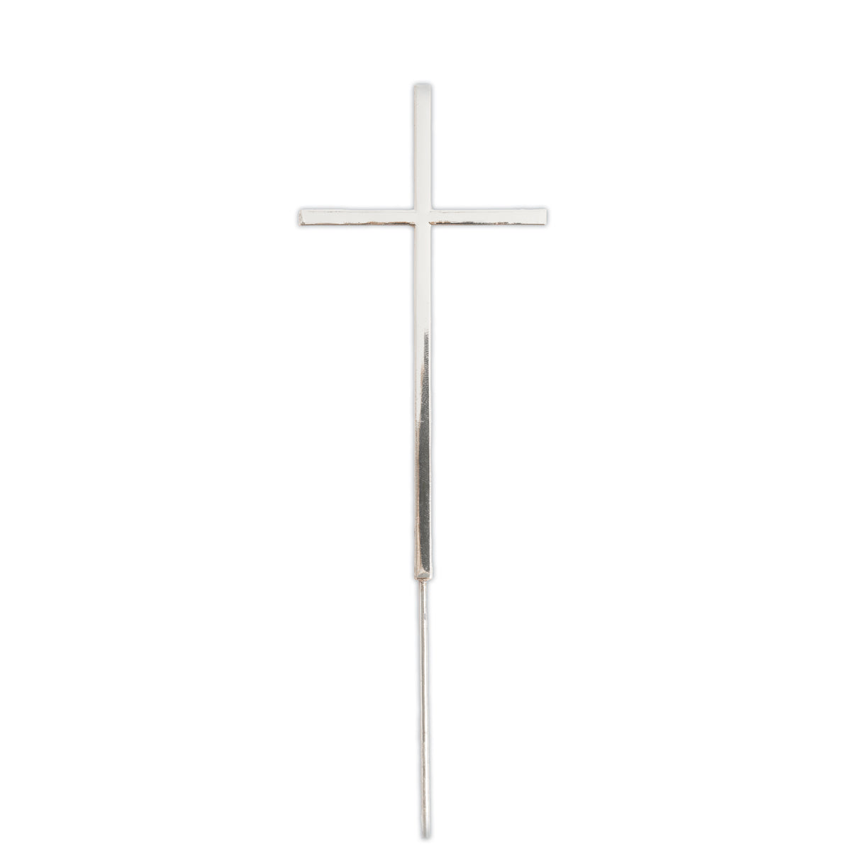 Cake & Candle Metal Cross Cake Topper - Silver