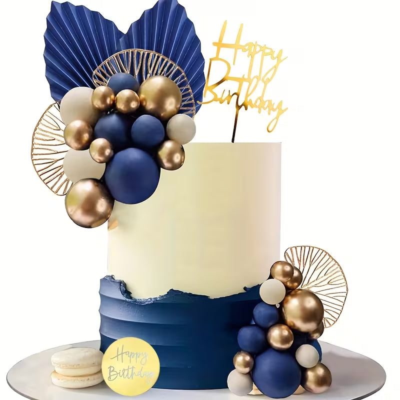 35pcs Blue, white, Gold - Cake Decoration Kit