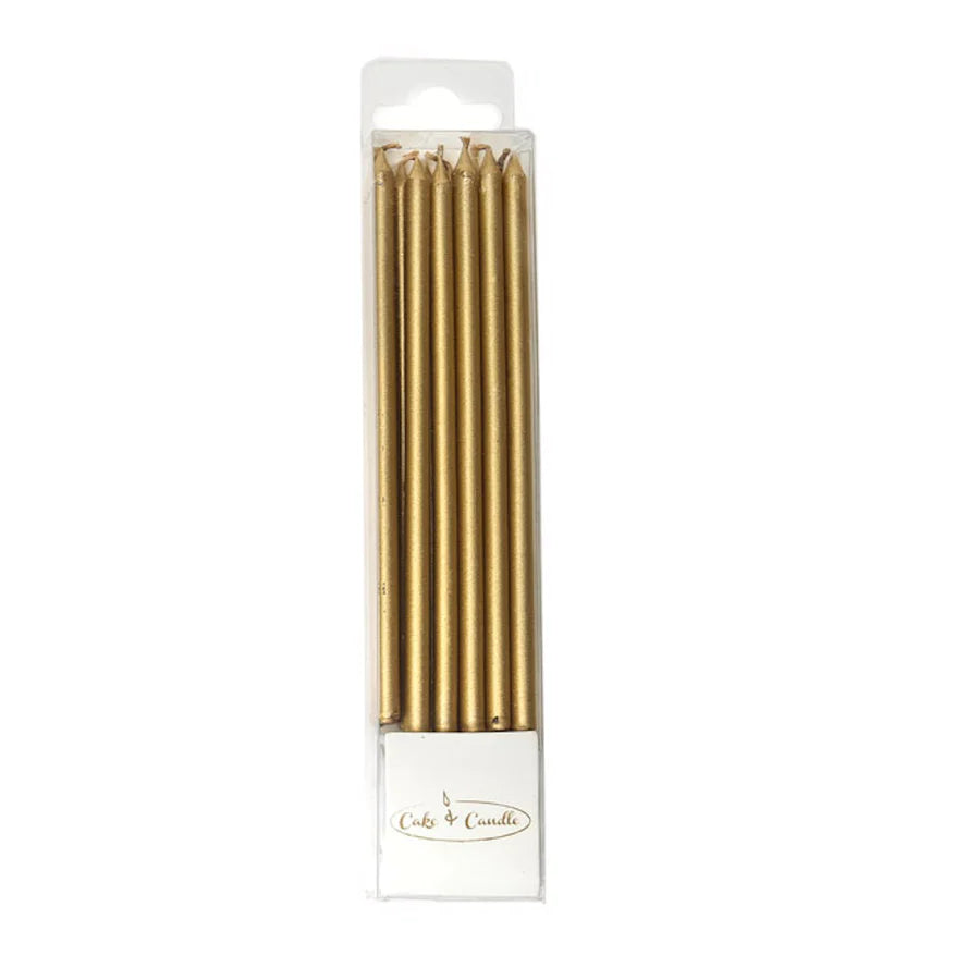 Cake & Candle Tall Cake Candles - Gold (Pack of 12)