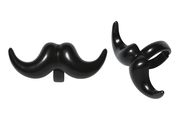 Iconic - 8Pk - Mustache Cupcake Rings - Black