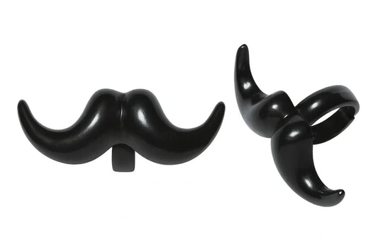 Iconic - 8Pk - Mustache Cupcake Rings - Black