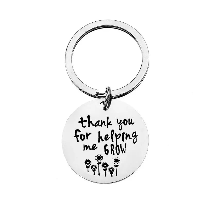 Key Ring - Thankyou for Helping me Grow - Engraved Silver