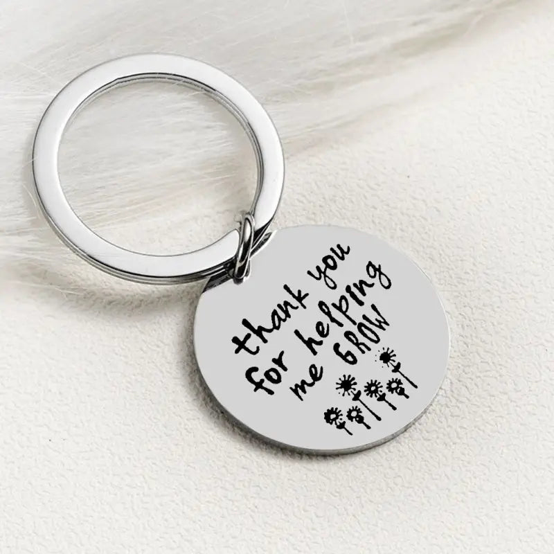 Key Ring - Thankyou for Helping me Grow - Engraved Silver