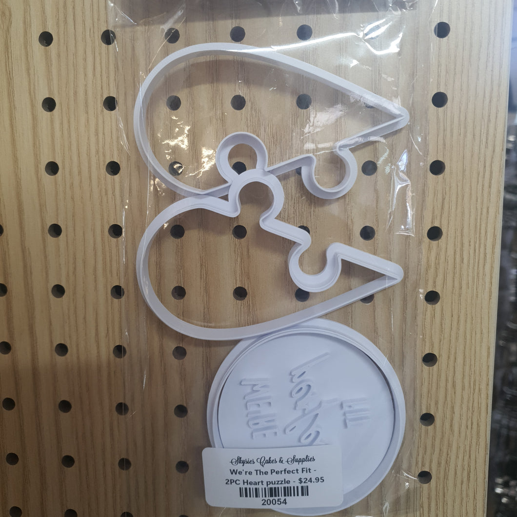 Cookie Cutter And Embosser Set  - We're The Perfect Fit - 2PC Heart puzzle