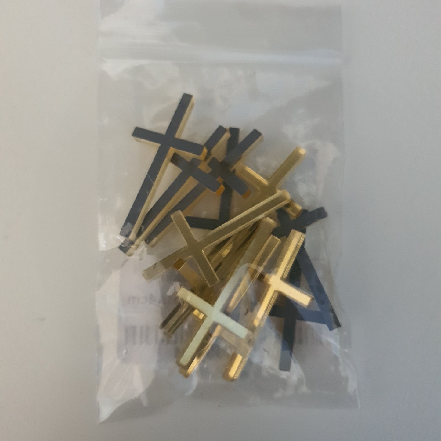 12PK Acrylic Gold Cross 4cm.