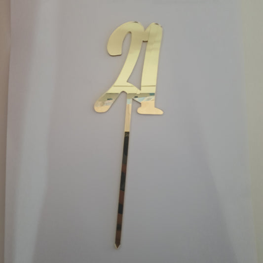 Acrylic Cake Topper  - 21 - Gold.