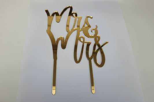 Acrylic Cake Topper  - Mr & Mrs - Gold