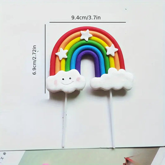 1PC Large Soft Ceramic Rainbow Cake Topper