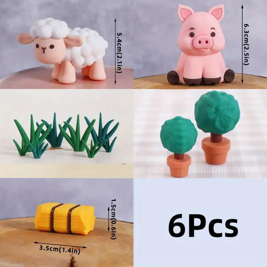 6Pcs Farm Animals Cake Decorating Set