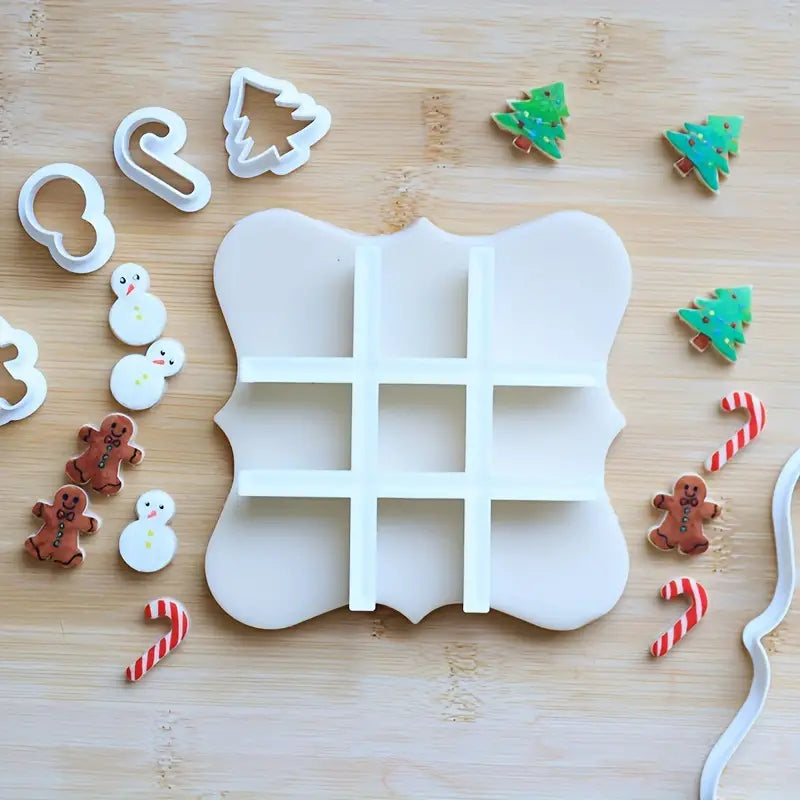 6PC Christmas Tic Tac Toe Cookie Game Set