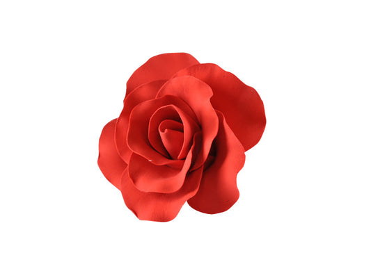 Sugar Flower - Single Rose - Large 8cm- Red.