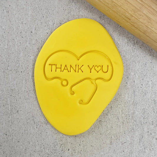 Custom Cookie Cutters Embosser - Stethoscope Thank You (Heart).