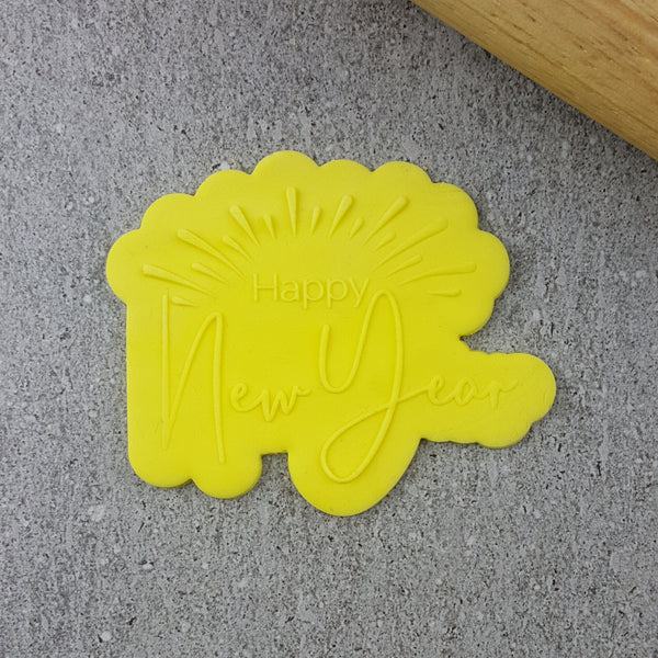 Custom Cookie Cutters Happy New Year Debosser and Cutter Set.