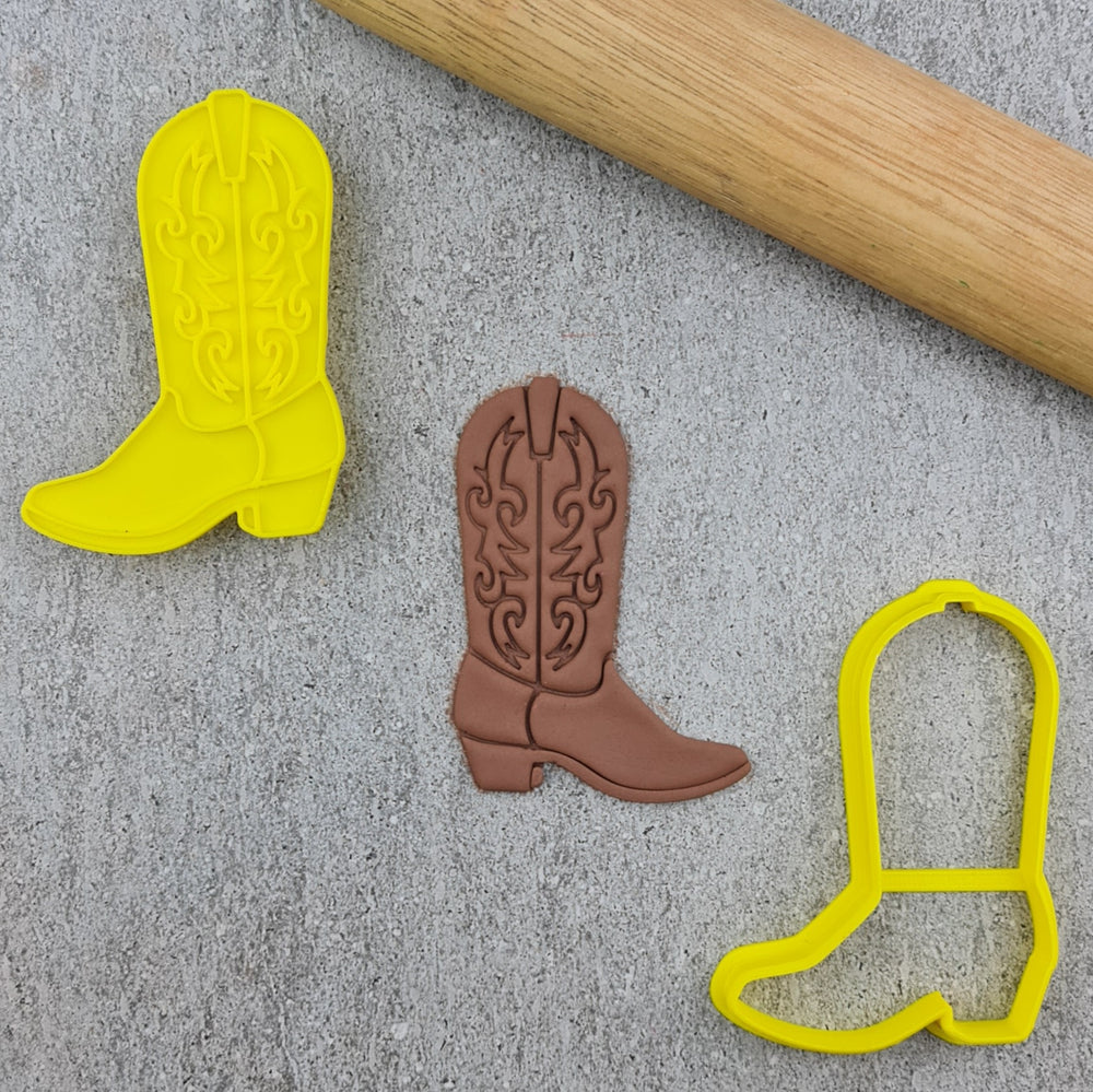 Custom Cookie Cutter - Cowboy Western Boot Cutter and Embosser Set.