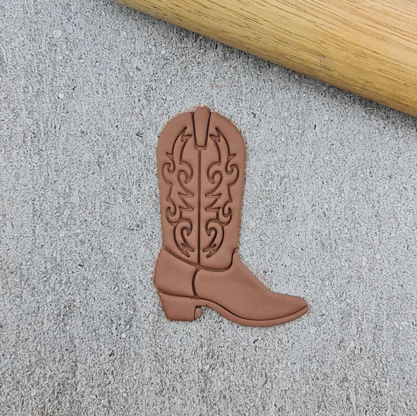 Custom Cookie Cutter - Cowboy Western Boot Cutter and Embosser Set.