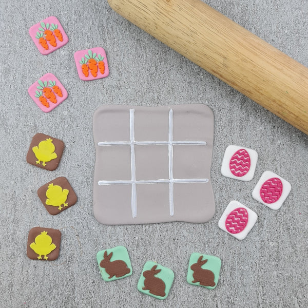 Custom Cookie Cutter - Hot Cross Bun Tic Tac Toe Debosser & Cutter Set.