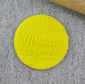 Custom Cookie Cutters - Mother Text Collage Pattern Plate