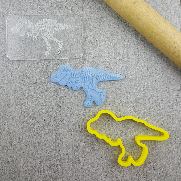 Custom Cookie Cutters - TRex Fossil Bones Debosser & Cutter